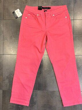 CALVIN KLEIN Women's Power Stretch Skinny Crop Capri Pants, NWT, Flamingo Pink